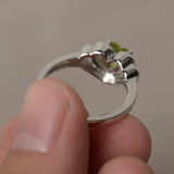 2ct Heart Cut Green Peridot Double Heart Engagement Ring 14k White Gold Finish