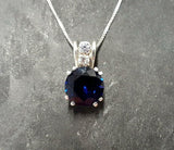 1.5ct Blue Sapphire Pendant Round Cut Solitaire 14k White Gold Finish NO CHAIN