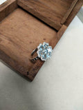 4.5ct Heart Cut Blue Aquamarine Hearts Flower Cocktail Ring 14k WhiteGold Finish