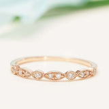 Half Eternity Stackable Wedding Band 0.7ct Round Cut Diamond 14k Rose Gold Over