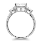 2.5ct Cushion Cut Diamond Engagement Ring Classic Trilogy 14k White Gold Finish