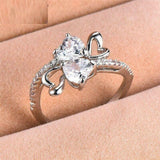 3ct Heart Cut Diamond Engagement Ring 14k White Gold Finish Heart Shape Bypass