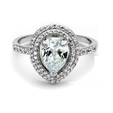 3.5Ct Pear Cut Diamond Dual Halo Solitaire Engagement Ring 14K White Gold Finish