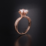 1.4ct Round Cut VVS1D Diamond Engagement Ring 14k Rose Gold Finish Flower Design