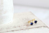 1ct Stud Earrings Round Cut Blue Sapphire Solitaire Women 14k Yellow Gold Finish