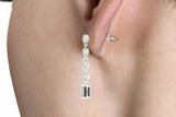 3ct Emerald Cut Diamond Elegant Vertical Tear Drop Earrings 14k White Gold Over