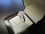 5Ct Round Cut Diamond Aquamarine Cluster Engagement Ring 14K White Gold Finish