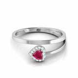 1Ct Heart Cut Pink Ruby Diamond Cute Halo Engagement Ring 14K White Gold Finish