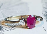 1ct Engagement Ring Oval Cut Ruby Diamond Accent Trilogy 14k Yellow Gold Finish