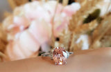 2.5ct Oval Cut Peach Morganite Engagement Ring 14k White Gold Finish Solitaire