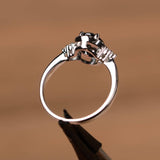 Halo Solitaire Engagement Ring 1.2ct Oval Cut Black Diamond 14k WhiteGold Finish