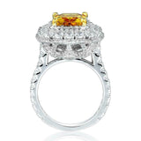 6Ct Radiant Cut Yellow Citrine Iced Cocktail Engagement Ring 14K White Gold Over