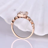 1ct Emerald Cut Peach Morganite Solitaire Engagement Ring 18k Rose Gold Finish