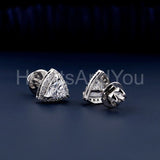 2ct Trillion Cut Simulated Diamond Halo Stud Earrings 14k White Gold Plated