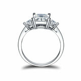 2ct Princess Diamond Engagement Ring Trillion Accent Trilogy 14k White Gold Over