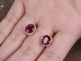 1ct Oval Cut Pink Ruby Elegant Gorgeous Stud Earrings Women 14k Rose Gold Finish