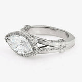 5Ct Marquise Cut Diamond Cocktail Iced Halo Engagement Ring 14K White Gold Over