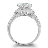 2.6ct Round Cut Diamond Halo Solitaire with Accents Ring 14k White Gold Finish