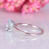 1.5ct Oval Cut Blue Aquamarine Diamond Accent Solitaire Ring 14k White Gold Over