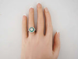 2.5ct Round Diamond Engagement Ring Green Emerald Dual Halo 14k White Gold Over