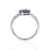 2ct Pear Cut Blue Sapphire Engagement Ring 14k WhiteGold Finish Bypass Solitaire