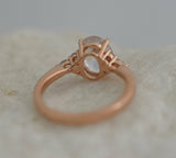 1.1ct Oval Cut VVS1 Diamond Side Accents Engagement Ring 14k Rose Gold Finish