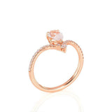 2.5ct Pear Morganite Engagement Ring V Shaped Stylish Curved 14k Rose Gold Over