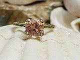 1.5ct Engagement Ring Round Cut Peach Morganite Solitaire 14k White Gold Finish