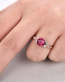 2.5Ct Round Cut Pink Ruby Engagement Ring 14K Rose Gold Finish Marquise Accents