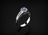 2ct Round Cut Blue Sapphire Engagement Ring 14k White Gold Finish Halo Vintage