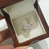 3.3Ct Round Cut Diamond Swirl Halo Solitaire Engagement Ring 14K Rose Gold Over