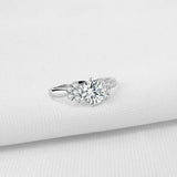 2ct Round Diamond Engagement Ring Solitaire Cluster Accent 14k White Gold Finish