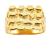 New Mens Nugget Shape Designed Custom Fancy Pinky Ring 14k Yellow Gold Finish