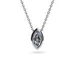 1ct Diamond Pendant Chain Marquise Cut Bezel Set Solitaire 14k White Gold Finish