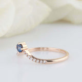 1ct Round Blue Sapphire Wedding Band Curved Half Eternity 14k Yellow Gold Finish