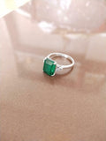 2ct Engagement Ring Emerald Cut Green Emerald Diamond Petite 14k White Gold Over