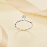 0.4ct Round Diamond Engagement Ring Floral Beaded Minimalist 14k White Gold Over