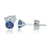 0.5ct Round Cut Blue Sapphire Solitaire Stud Earrings Women 14k WhiteGold Finish