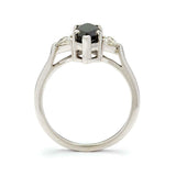 1.25ct Marquise Cut Black Diamond Engagement Ring 14k White Gold Finish Trilogy