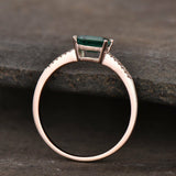 1ct Baguette Cut Green Emerald Solitaire Engagement Ring 14k Rose Gold Finish