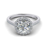 1.5ct Round Cut Diamond Engagement Ring Halo 14k White Gold Finish Round Accents