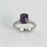 1.8ct Cushion Purple Amethyst Engagement Ring Diamond Accents 14k WhiteGold Over