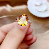 1.5ct Oval Cut Yellow Citrine Engagement Ring Diamond Petite 14k RoseGold Finish