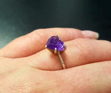 1.5ct Engagement Ring Heart Cut Purple Amethyst Solitaire 14k White Gold Finish