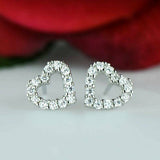 0.5ct Round Cut VVS1 D Diamond Heart Stud Earrings Women 14k White Gold Finish