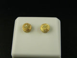 0.75ct Round Yellow Sapphire Iced Hip Hop Disc Stud Earrings 14k YellowGold Over