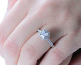 1.6ct Princess Cut Diamond Engagement Ring Solitaire Halo 14k White Gold Finish