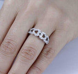 2ct Round Cut Diamond Wedding Ring Band Open Hearts Stackable 14k WhiteGold Over