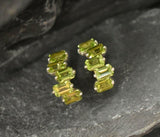 2.5ct Drop Earrings Emerald Cut Green Peridot Geometric Bar 14k WhiteGold Finish