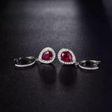 2.5ct Drop Earrings Pear Cut Pink Ruby Diamond Halo Design 14k White Gold Finish